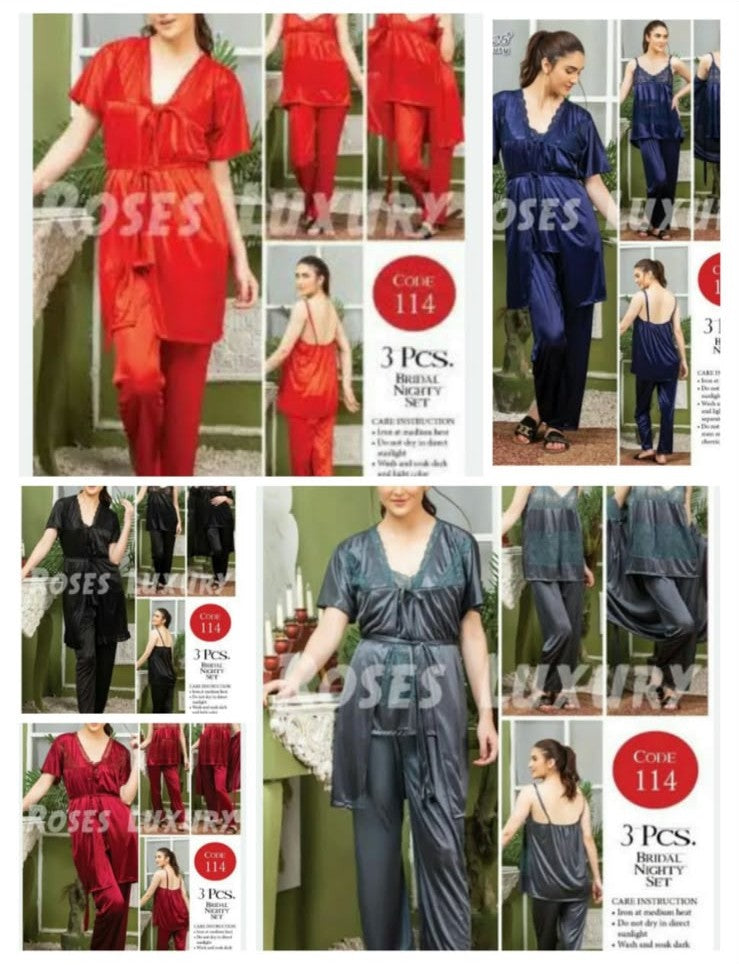 Nightwear Ladies Imported 3pcs High quality Nighty