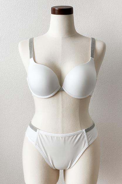 Flourish High Quality New Style Wired Rhinestone Straps Back Hook Adjustable Straps Bra & Panty Set