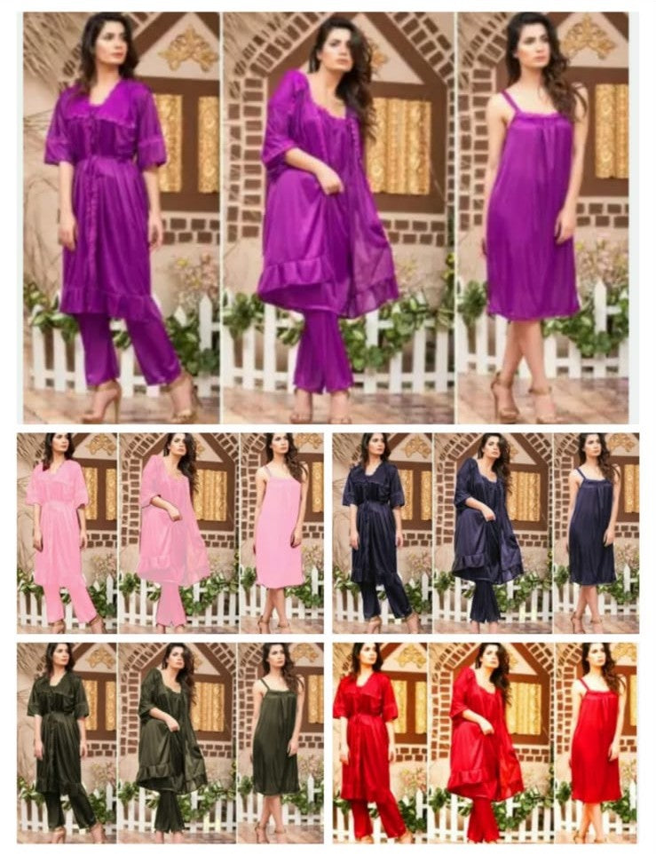 Nightwear Ladies Imported 3pcs High quality Nighty
