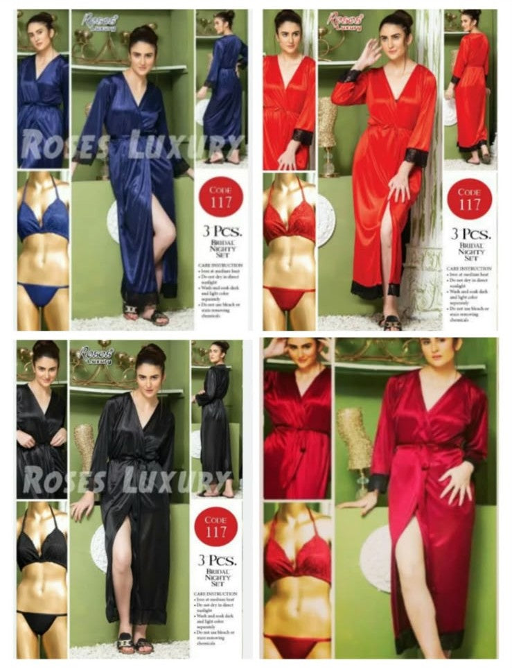 Nightwear Ladies Imported 3pcs High quality Nighty