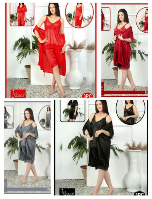 Nightwear Ladies Imported 3pcs High quality Nighty