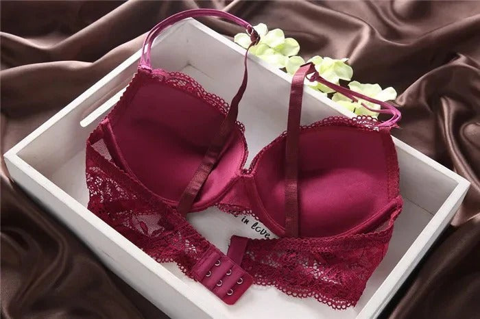 Flourish Lavender Lace Bra With Matching Penty – Push Up & Double Padded Floral Comfort
