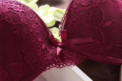 Flourish Lavender Lace Bra With Matching Penty – Push Up & Double Padded Floral Comfort