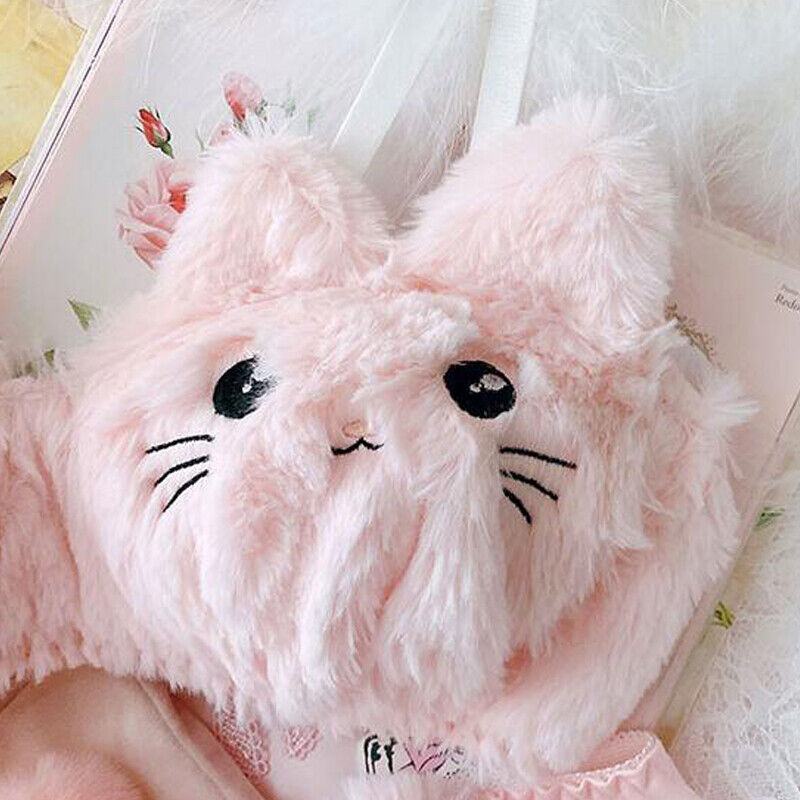 New High Quality Sexy Cute Kitty Anime Soft Plush Design Bra & Panty Set